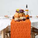 Fall Table Runner Decorations Cute 3D Faux Soft Fur Fall Table Runner for Thanksgiving Decor Autumn Harvest Party Kitchen Dining Seasonal Indoor Outdoor, 13x72 Inch(Orange,Maple Leaves)