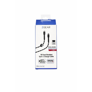 ZGear 10 Foot Braided Sync & Charge Cable - White/Black
