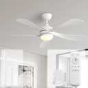 Sofucor 52 Inch Ceiling Fans with Lights and Remote, Outdoor Ceiling Fan with Light 6-Speed 3 CCT 3-Timer, White Low Profile Ceiling Fan 5 Blade Reversible DC Motor for Living Room Bedroom Patio 