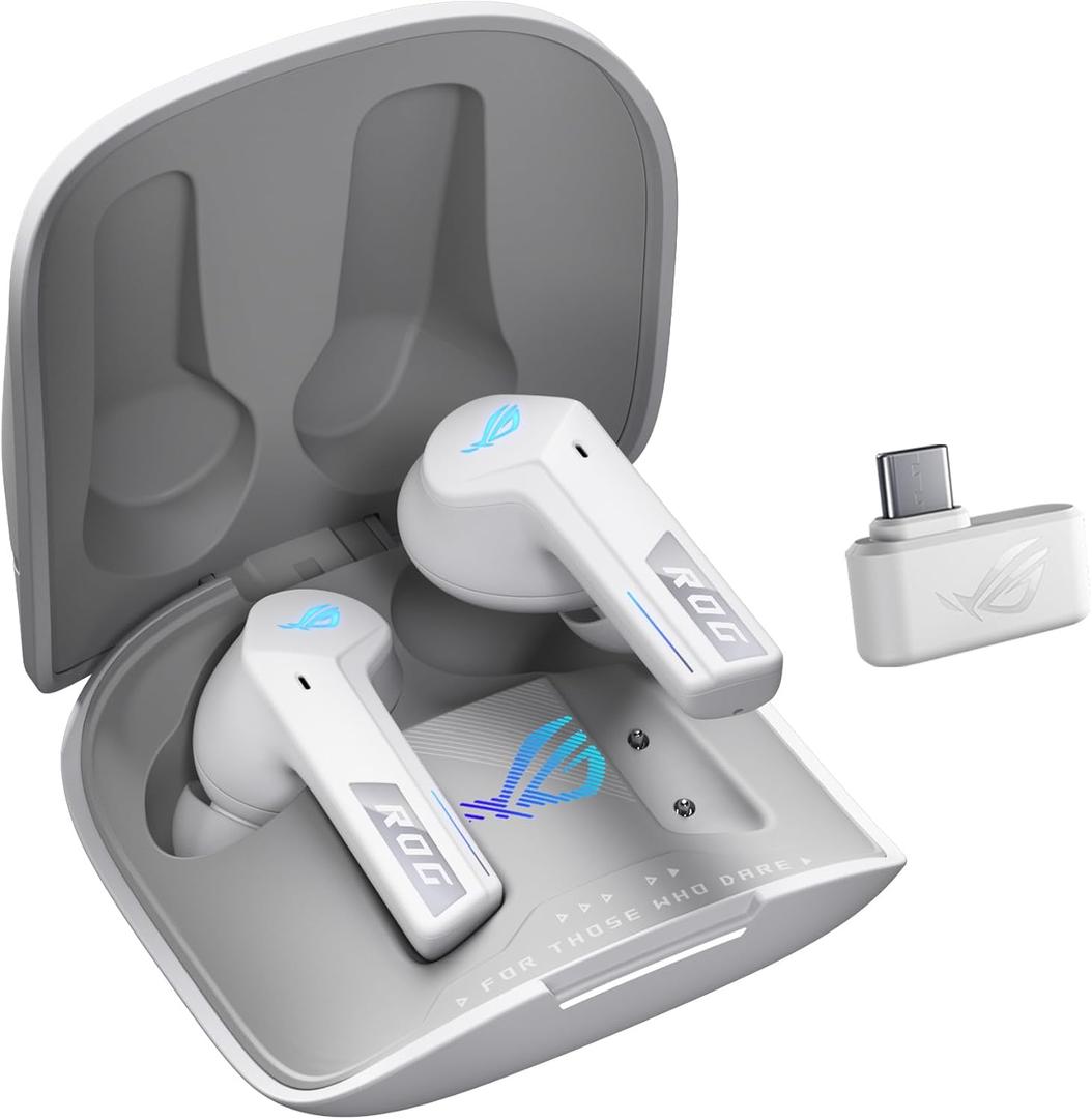 ASUS ROG Cetra True Wireless SpeedNova Gaming Earbuds Dual-Mode (BT, 2.4GHz), Dirac Opteo, Bone-Conduction AI Mic, Adaptive ANC, 46Hr Battery, for PC, PS5, PS4, Switch, Mobile, ROG Ally/X - White