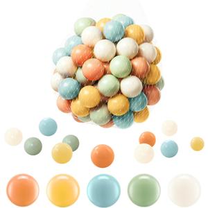 100Pcs Ball Pit Balls, Soft Plastic Ball Pit Balls for Kids, Phthalate & BPA Free, Crush Proof Plastic Play Balls, Assorted Colors Play Balls for Ball Pit, Play Tent, & Party Decorations (Gray-Blue, Orange-Red, Gray-Blue, Milk White, Orange)