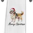 Merry Christmas Shih Tzu Dog Kitchen Towels, Shih Tzu Gifts for Women Dish Tea Towels for Kitchen Decor, Small Dog Gifts Decorative Hand Towel for Bathroom, 16x24 Inch