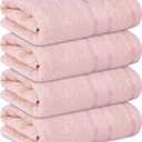 Casa Lino 100% Cotton Hand Towels for Bathroom - Soft, Highly Absorbent & Quick Dry Kitchen Towels - Gym Towel Set - Travel Towel Set - 16"x24" - Pack of 4 - (Blush Pink)