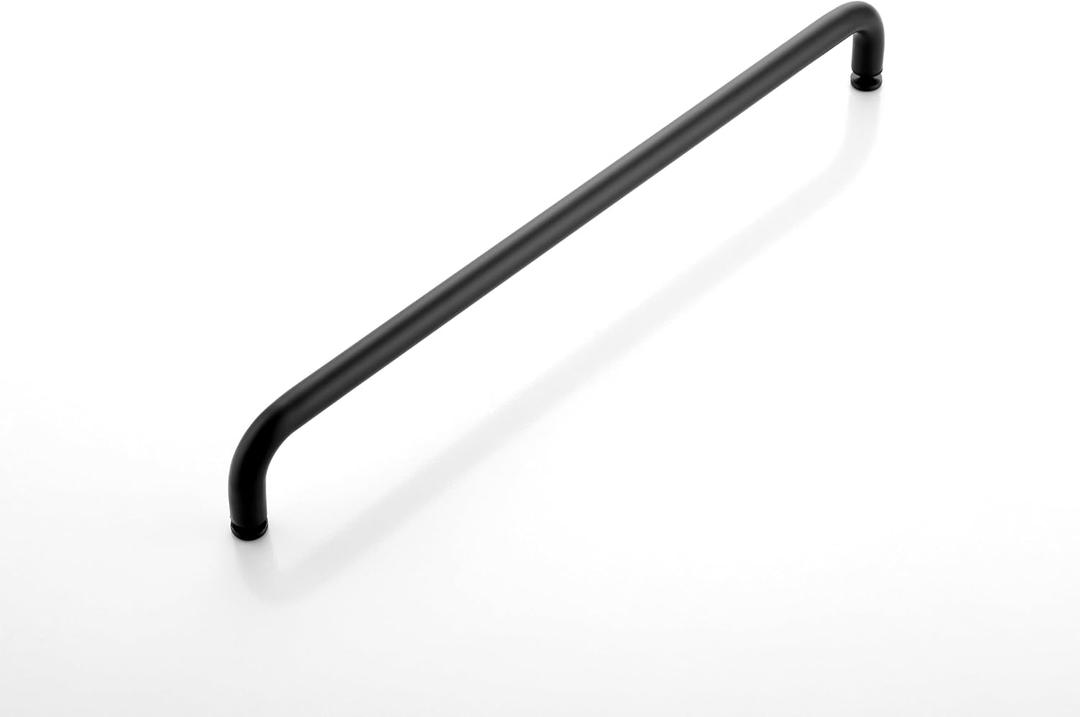 Shower Door Handle 24 inches Round Single Side Pull Towel Bar Stainless Steel for 1/4" to 1/2" Thickness Glass - Matte Black