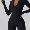 Running sanzi Women Long Sleeve Yoga Jumpsuits Zip Up Bodycon Romper Shorts Sexy Workout One Piece (Pink, Medium, Shorts)