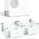 SKM 2 Pack Laundry Pedestals with Drawer - 28" Washer and Dryer Stand, Steel Washing Machine Raiser for Elevation, 14.3 Inches Height, White