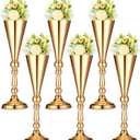 6 Pcs Flower Trumpet Gold Vase Tabletop Centerpiece Gold Tall Flower Vases Bulk Wedding Table Decorative Centerpiece Table Decorations Arrangements for Floral Party Anniversary Birthday(L)