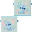 Stitch Storage Cubes Set of 2 Durable Fabric Bins with Handles, 10"x10"x10" Collapsible Cube Organizers