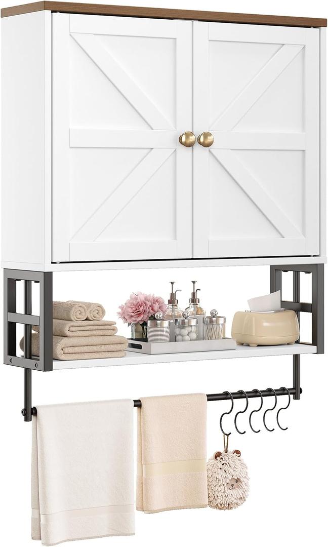 Wall Mounted Bathroom Storage Large Farmhouse Medicine Cabinet, 5.9"D x 21.65"W x 25.98"H