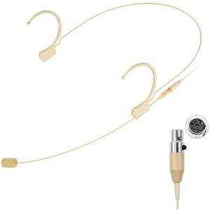 KIMAFUN Headset/Headworn Microphone Professional Earset Over Ear Hanging Condenser Mic Compatible with Shure Wireless System Bodypack Transmitter, Ideal for Performance, Theater, Lecture - Beige D4