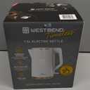 West Bend Timeless Electric Kettle Cordless Serving Features Stainless Steel Interior Boil Dry Protection and Auto Shut Off, 1.5-Liter, White/Gold