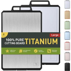 Titanium Cutting Boards for Kitchen Chopping Board with Handle Large Big Small Kitchen Meat Butcher Block Double Sided Pure Titanium and Wheat Straw PP Not Wood Bamboo Plastic Teak Black/White