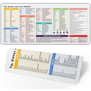 Excel Cheat Sheet Desk Pad Extended XL Office Keyboard Mat (31.5" x 11.8") Inch, 3mm Thick Excel Shortcuts Mouse Pad, Stitched Edges Non-Slip Base (D Colored White excel)
