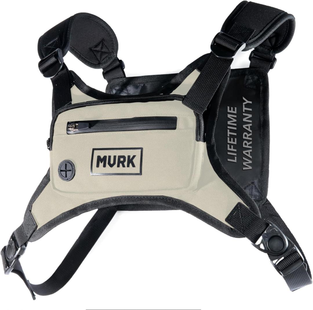 MVRK Water Resistant Running Vest Chest Pack, Phone Holder for Running, Lightweight Training Pack with Reflective Detail (Off-white)