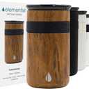 Elemental Artisan Insulated Tumbler, Triple Wall Coffee Travel Mug, Reusable Stainless Steel Coffee Tumbler with Ceramic Lid, Thermal Coffee Cups for Hot (6 Hrs) & Cold (18 Hrs), 12oz - Teak Wood