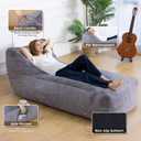 Giant Bean Bag Chair for Adults (59"x34"), Big Faux Fur Plush Bean Bag Lounger, Large Memory Foam Lounger Chair with Pockets for Living Room, Bedroom & Dorm (Grey)