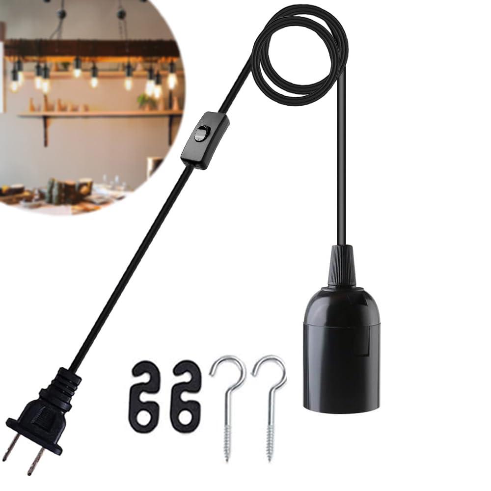 Hanging Lantern Extension Cord Cable, E26/E27 Pendant Light Socket with 15ft, On/Off Switch Hanging Lamp, Lamp Socket for DIY Pendant Light Fixture Hanging Lantern Cable, Black (Lantern)