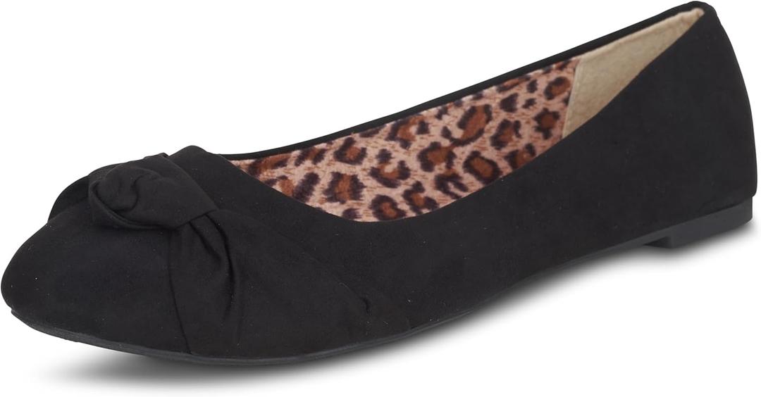 Epic Step Ballet Flats for Women, Comfortable Slip on Faux Suede Round Toe, Ballerina Dressy Flat Shoes 9