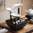 Elegant Tabletop Water Fountain with LED Light & Pebbles - USB Powered Relaxing Waterfall for Home, Office, and Bedroom Zen Dcor - Compact Design for Stress Relief and Ambiance