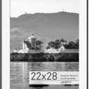 Premium Aluminum Picture Frame with Mat - HD Tempered Glass Metal Photo Frame for 18x24 Wall Display (Black, Pack of 1) (22''x28''-1P Real Glass)