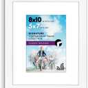 Americanflat 8x10 Picture Frame with Shatter-Resistant Glass - Use as 5x7 Frame with Mat or Display 8x10 Photo Without Mat - Signature Collection - Picture Frames for Tabletop and Wall Display - White