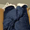 Electric Heated Blanket 72"x84" Full Size Flannel & Sherpa - 4 Heat Settings & 10H Auto Shut Off for Safe Overnight Use, Fast Heating, Machine Washable for Bed, Couch, Office - Dark Blue