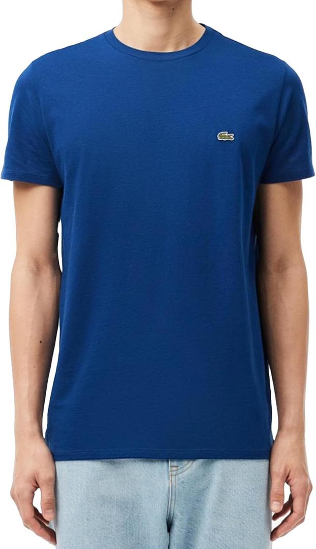 Lacoste Men's Short Sleeve Pima Jersey Crew Neck Tee (3X-Large, Globe)