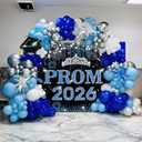 Prom 2026 Backdrop Blue Silver Class of 2026 Graduation Prom Send Off Congrats Grad Photography Background School Celebration Party Decorations Banner Photo Booth Props (Blue Silver, 7x5FT)
