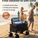 Hikenture Beach Wagon with Balloon Wheels, 9" PU Tires Collapsible Wagon, 440lbs Heavy Duty Beach Cart with Big Wheels for Sand, Large Capacity Utility Wagons Carts Foldable