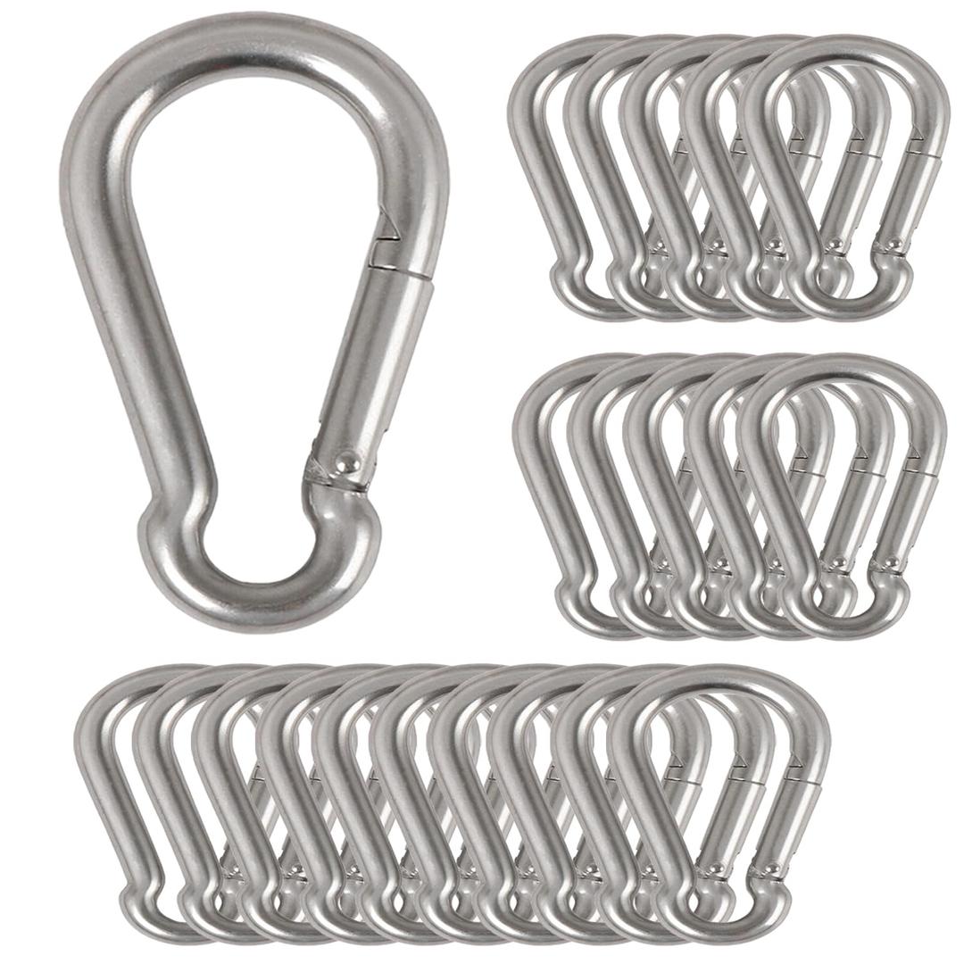 20Pcs 4 Safety Spring Snap Hook, M10 3/8" Carabiner Quick Link Snap Hooks for Camping Hiking, 770LBS Holding Capacity Heavy Duty Steel Carabiner Clip Buckle for Swing Hammock Gym Outdoor