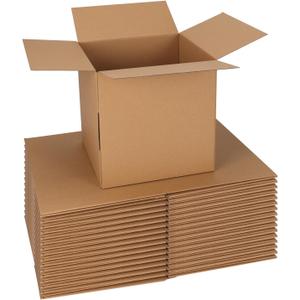 CRUGLA 10x10x10 Shipping Boxes 15 Pack, Brown Corrugated Cardboard Boxes with Side-Lock and Pre-Applied Double-Sided Tape, Easy Assemble Packing Mailer Boxes for Small Business Shipping