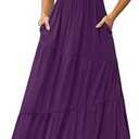 Kranda 2025 Summer Sleeveless Long Beach Sundress Square Neck Tank Top Tiered Maxi Dress with Pockets, Medium