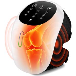 4 Kneading Cushions Knee Massager +1-Second Heat + Red Light Therapy | 3 Intensity Levels, Adjustable Straps up to 18.9in | Cordless Joint Pain Relief for Arthritis, Athletes & Seniors