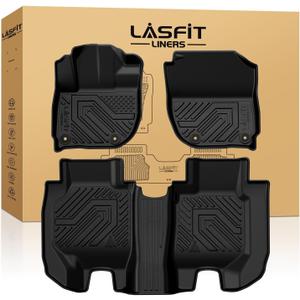LASFIT Floor Mats for Honda HRV 2016 2017 2018 2019 2020 2021 2022, All Weather TPE Custom Fit HR-V Floor Liner Accessories, 1st & 2nd Row, Black