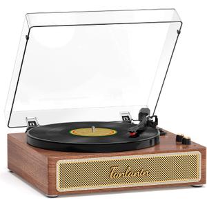 Full-Size Vintage 3-Speeds Record Player with Built-in Speakers