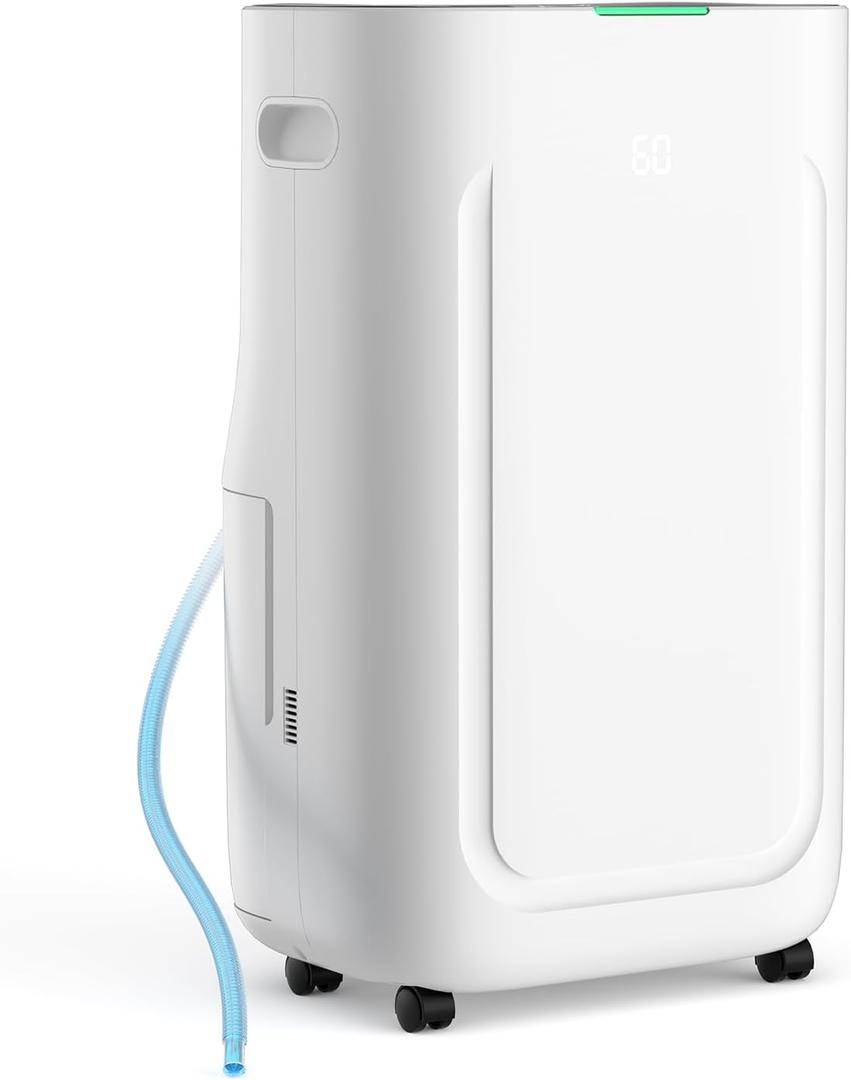 2025Upgraded 5000 Sq.Ft 80 Pint Dehumidifier for Basements with Large 6.5L Water Tank,24H Timer,Child Lock,Defrost,Silent,mold,4 Modes Operation Auto Shut-off (80pint)