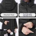 SLOW DOWN Womens Lightweight Puffer Coat, Women Hooded Packable Mid-Length Winter Puffer Jacket (Black, L)