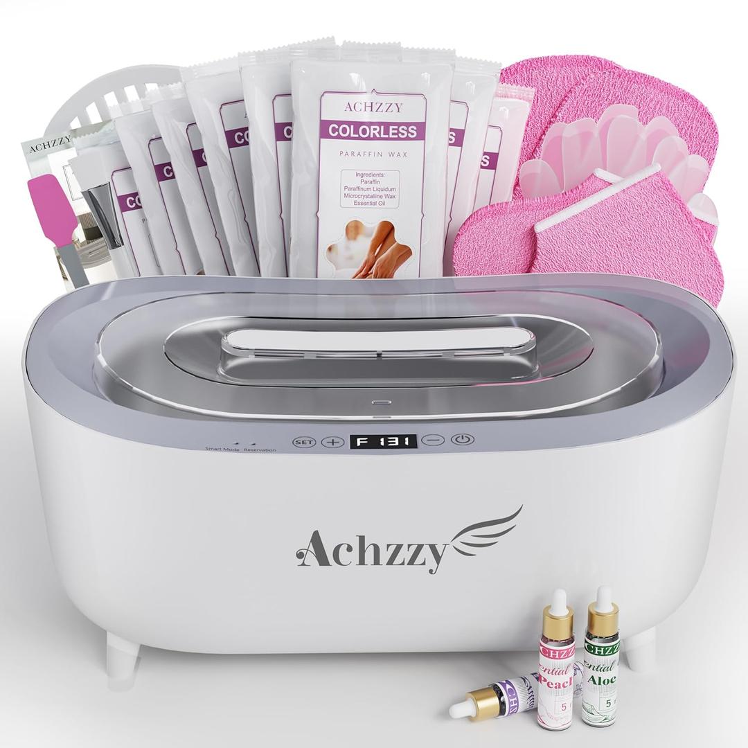 Achzzy Paraffin Wax Machine for Hands and Feet, 5000ml Professional Wax Warmer with Temperature Control, Smart Heating, Stainless Steel Inner Pot, Moisturizing Hot Wax Bath with Unscented Refills (Grey)