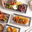 YHOSSEUN Halloween Serving Platters Set of 4, Black and White Serving Platters and Trays for Food, Rectangular Long Plates Serving Dishes for Entertaining, Checkered, 14 Inch