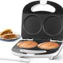 Double Mini Pancakes Maker Machine, Arepa Maker, Electric Pancake Maker Griddle, Ideal for Pancakes, Cookies, Eggs, Arepas & Breakfast Sandwiches, White, 4 Inch