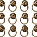 RZDEAL 12 Pack Solid Antique Brass Cabinet Pulls Ring Drawer Pulls, Antique Style Kitchen Cabinet Handles Pulls Vintage Pulls Brass Drawer Handles for Cabinets