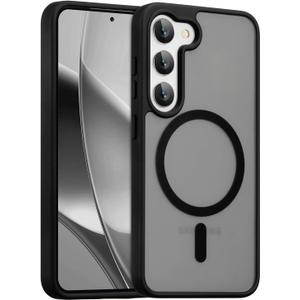 RALEAVO for Samsung Galaxy S22 Case Strong Magnetic Case [Compatible with Magsafe] Slim Shockproof Protective Phone Cover for S22 Phone Case with Translucent Hard Back,Black