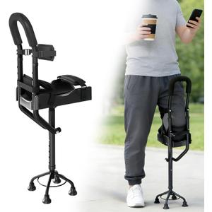 Hands Free Knee Crutch with Stable 4-Prong Base, Lightweight Aluminum,Left/Right Leg Support for Foot & Ankle Surgery Recovery,Not for Elderly or Balance-Impaired,Includes Bonus Spare Pad Set