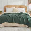 EMME Cotton Muslin Queen Blanket Bed Layering Breathable Gauze Blanket Soft Lightweight Blankets Adults (Forest Green, 90"x90")
