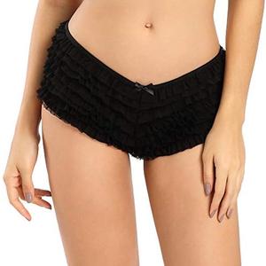 SHARICCA Womens Sexy Mesh Ruffle Panties Booty Boy Shorts Underwear. size M/L