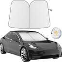 EcoNour Tesla Windshield Sun Shade | Foldable Front Windshield Shade for Sun, Heat and UV Rays | Car Front Window Sunshade | Sun Protection Shade Fit for Tesla Model-3 & Model-Y (X-Large)