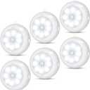 Motion Sensor Light Indoor, Under Cabinet Light, Ceiling Lights, AA Battery Operated Stick on Wireless Puck Lights for Wall, Step, Stair, Dimmable (6 Packs)