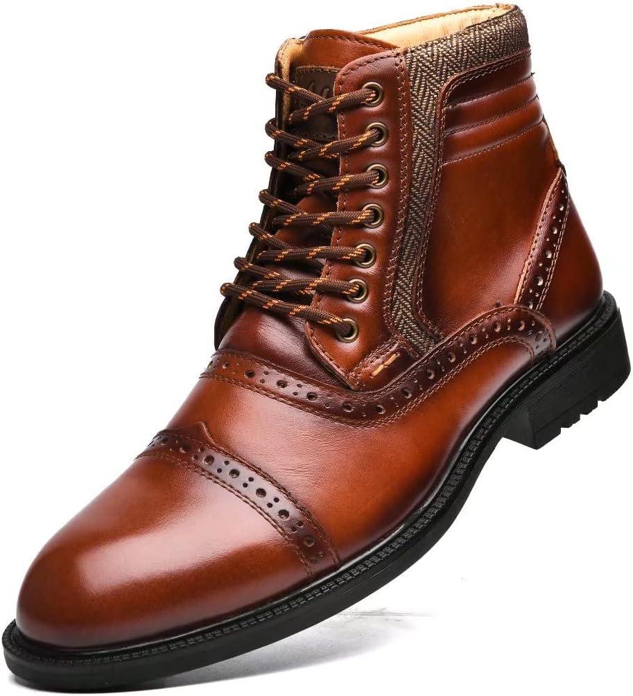 Arkbird Mens Chelsea Boots, Stylish and Comfort Leather Chukka Ankle Boots with Zipper, Size 9.5 