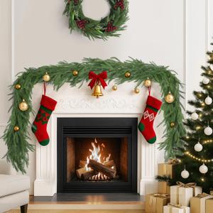 6 FT 4Pcs Christmas Norfolk Pine Garlands, Real Touch Pine Garland, Winter Artificial Greenery Xmas Garland for Holiday, Table, Wall, Fireplace, Mantel, Indoor & Outdoor Decoration (4 Pack, 6 FT)