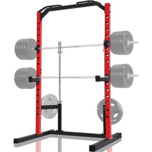 OPPSDECOR Multifunctional Squat Rack, Adjustable Power Rack Stand for Home Gym, Strength Training Power Cage with Wide & Narrow Pull up Bar, J-Hooks, Safety Spotter Arms, Weights and Bar Storage (Black)